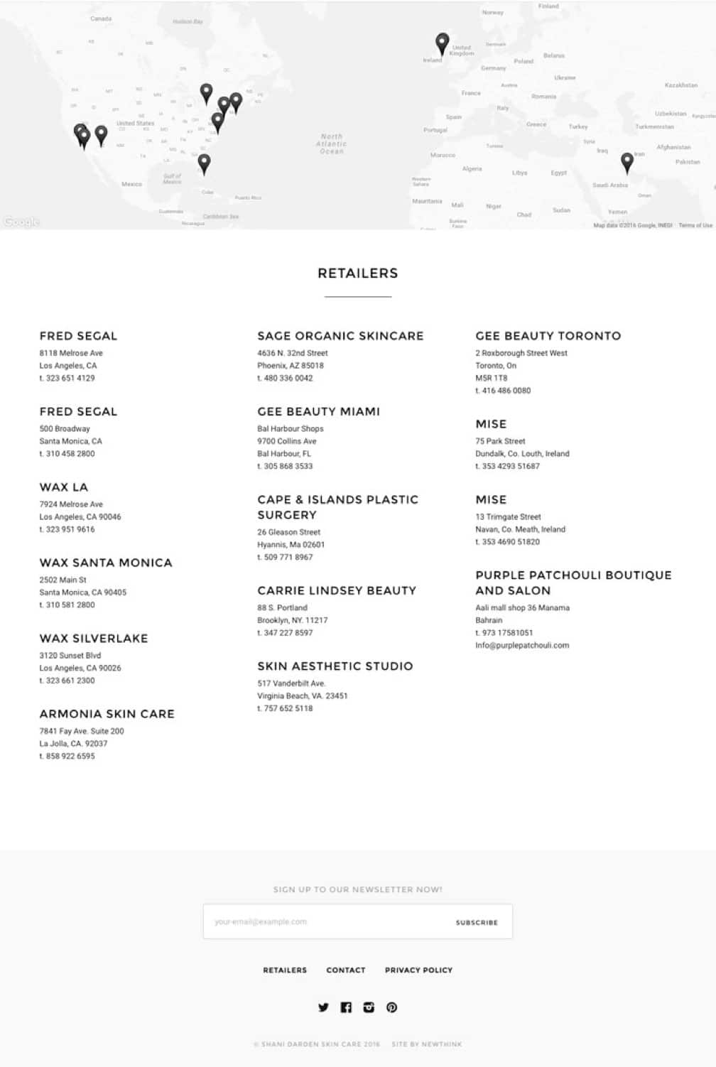 The Google Maps-integrated Retailers page